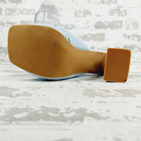 NEW Open Edit Saydee Blue Block Heel Slip On Square Toe Sandals F330 - Picture 8 of 14
